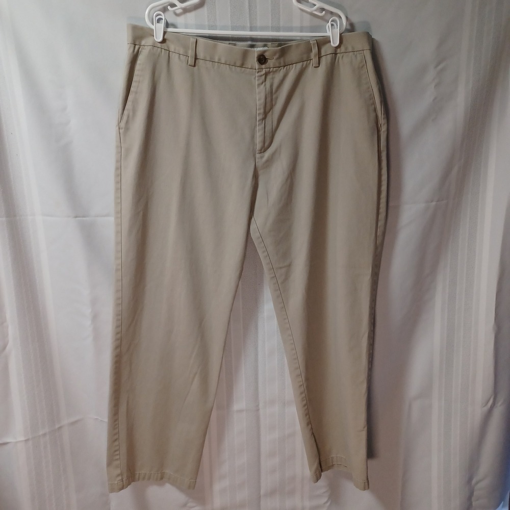 Amazon Essentials Chino Pant Men 42x32 Beige Classic Fit Flat Front Cotton Blend